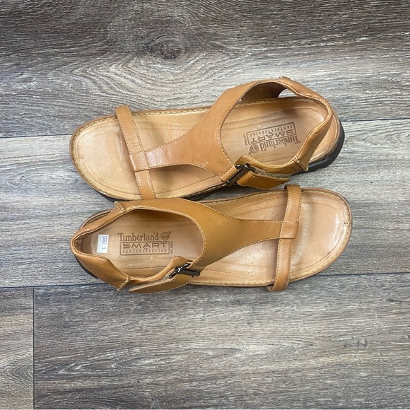 Timberland Sandals Women's Sz 10 Camel Leather Outdoors Hiking Comfortable - Picture 6 of 11